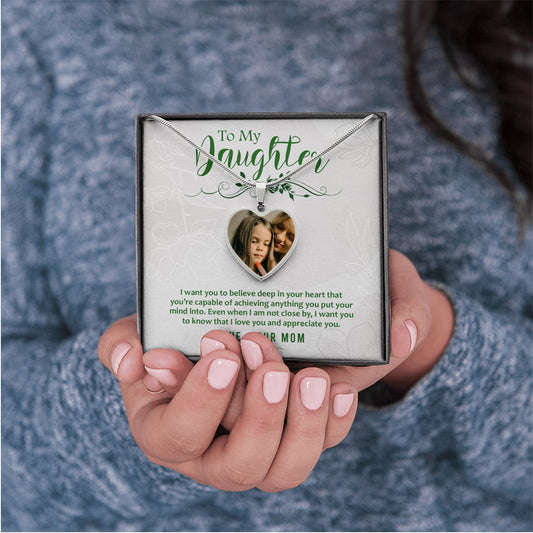 Mother Daughter Photo Heart Necklace - I Love Heartstrings