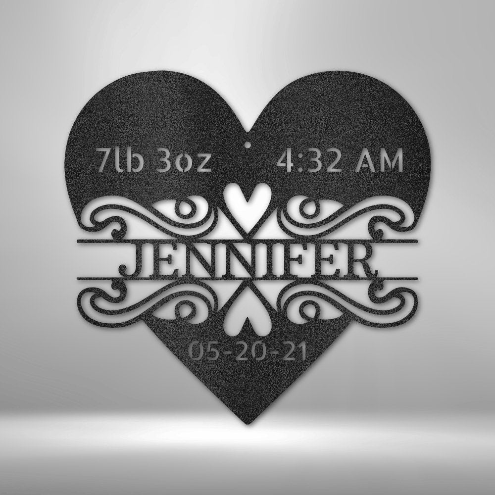 Newborn Love Monogram - Steel Sign - I Love Heartstrings
