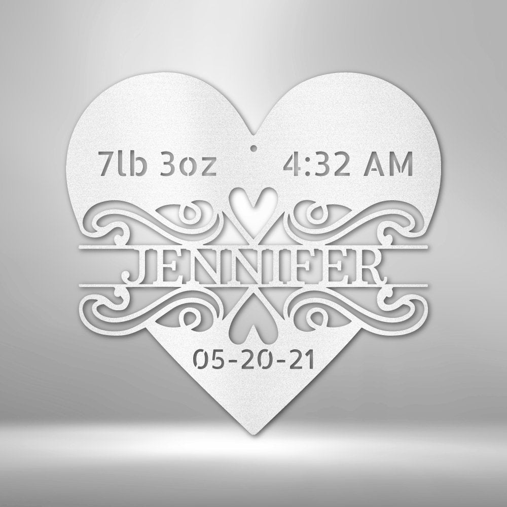 Newborn Love Monogram - Steel Sign - I Love Heartstrings