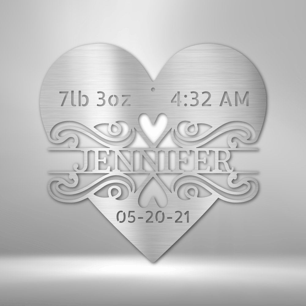 Newborn Love Monogram - Steel Sign - I Love Heartstrings