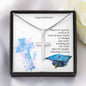 Personalized Graduation Cross with Colossians Message Card Snake Chain - I Love Heartstrings