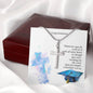 Personalized Graduation Cross with Colossians Message Card Snake Chain - I Love Heartstrings