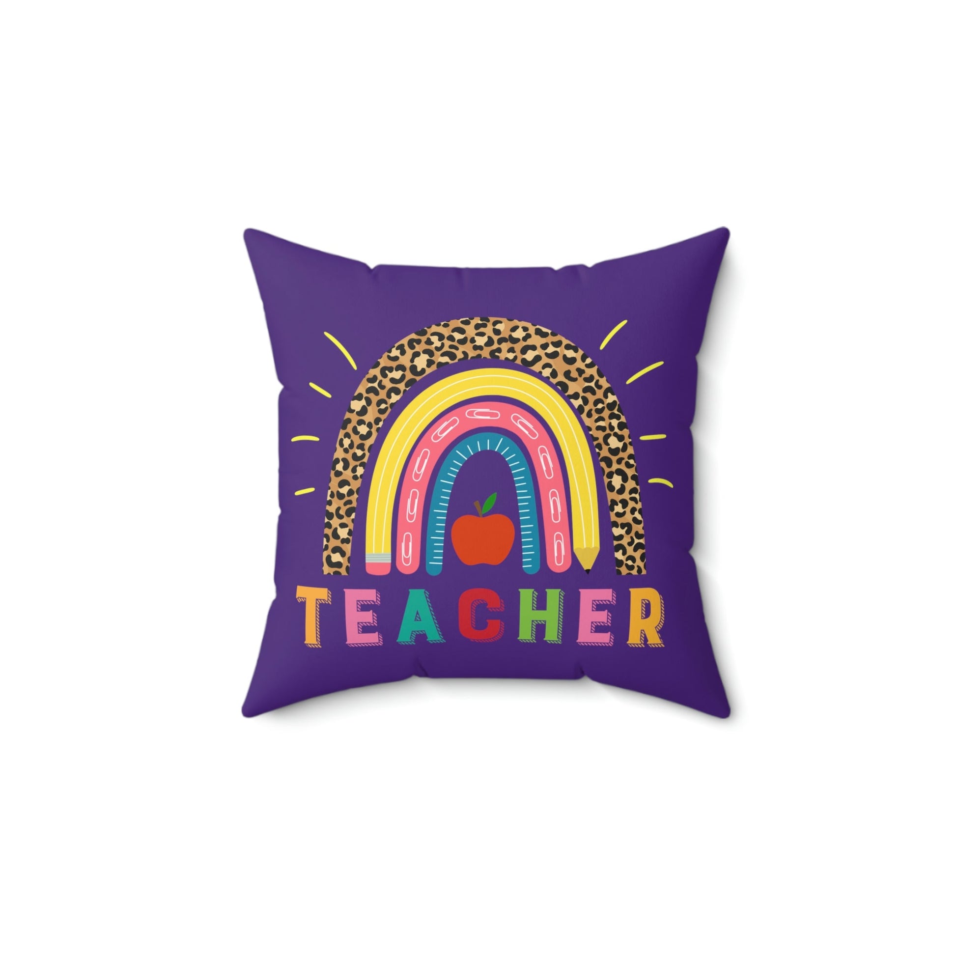 Pillow for teacher, rainbow on purple, teacher with rainbow, teacher appreciation, end of school gift, elementary school, gift for teacher - I Love Heartstrings