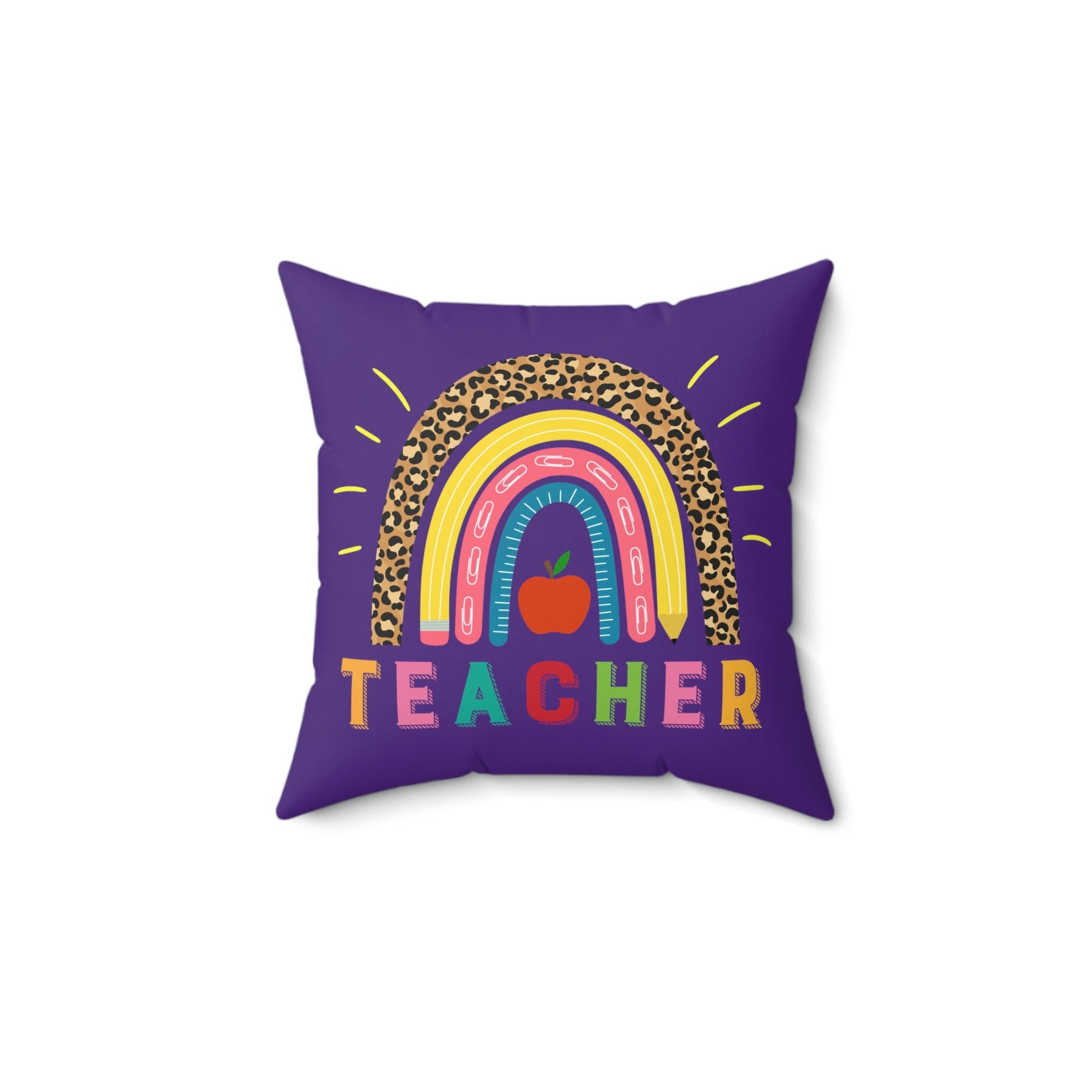 Pillow for teacher, rainbow on purple, teacher with rainbow, teacher appreciation, end of school gift, elementary school, gift for teacher - I Love Heartstrings