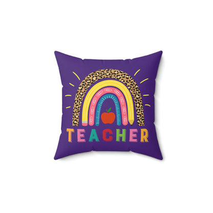 Pillow for teacher, rainbow on purple, teacher with rainbow, teacher appreciation, end of school gift, elementary school, gift for teacher - I Love Heartstrings