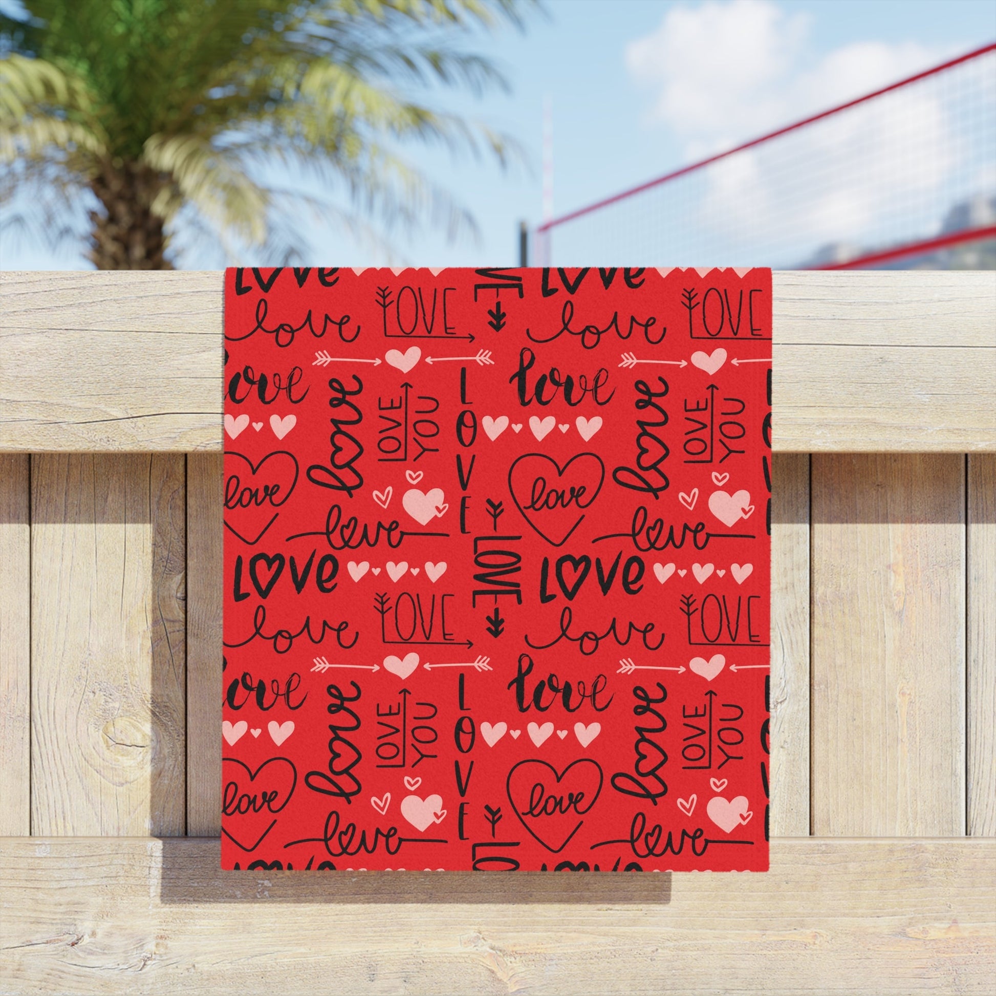 Red Love you Beach Towels - I Love Heartstrings