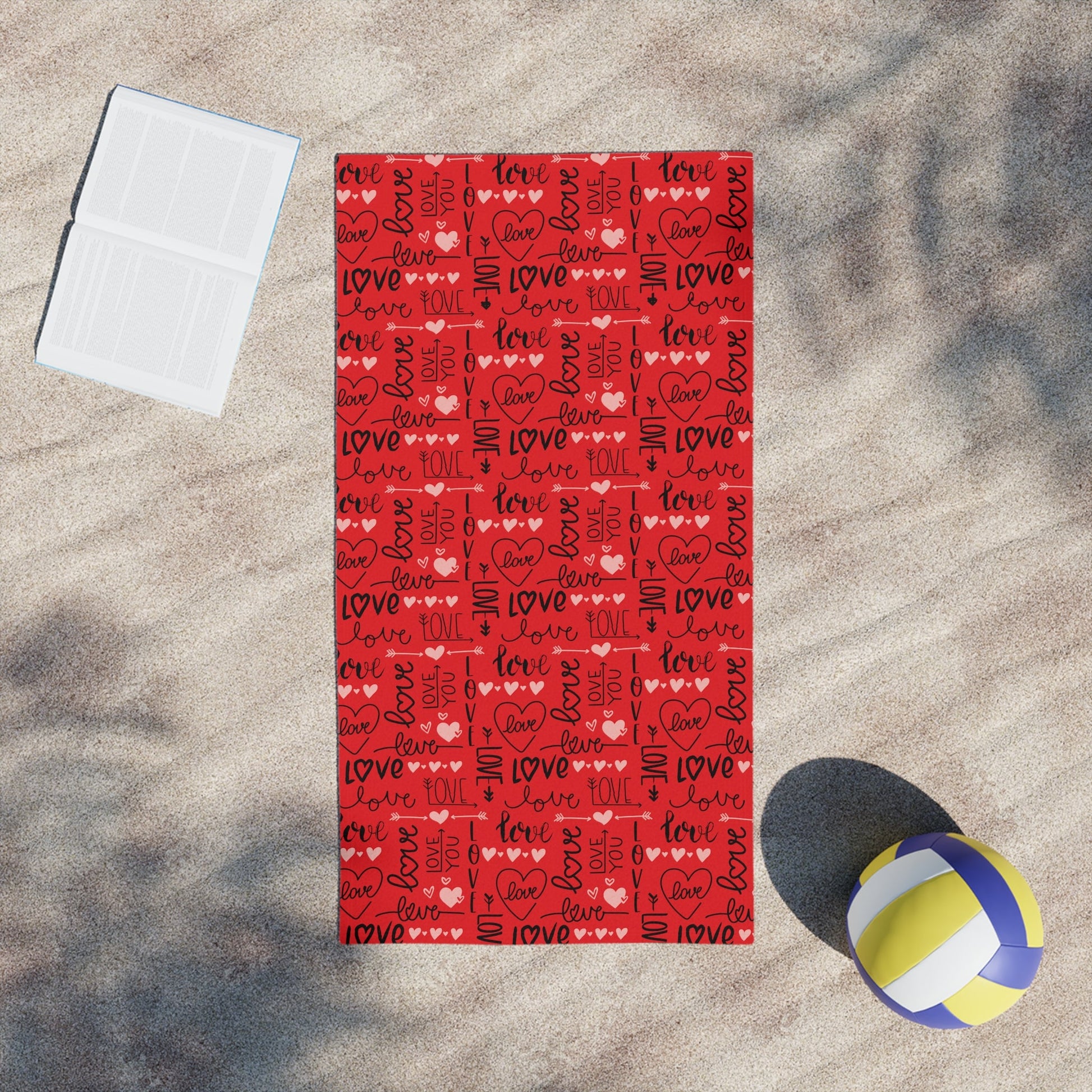 Red Love you Beach Towels - I Love Heartstrings