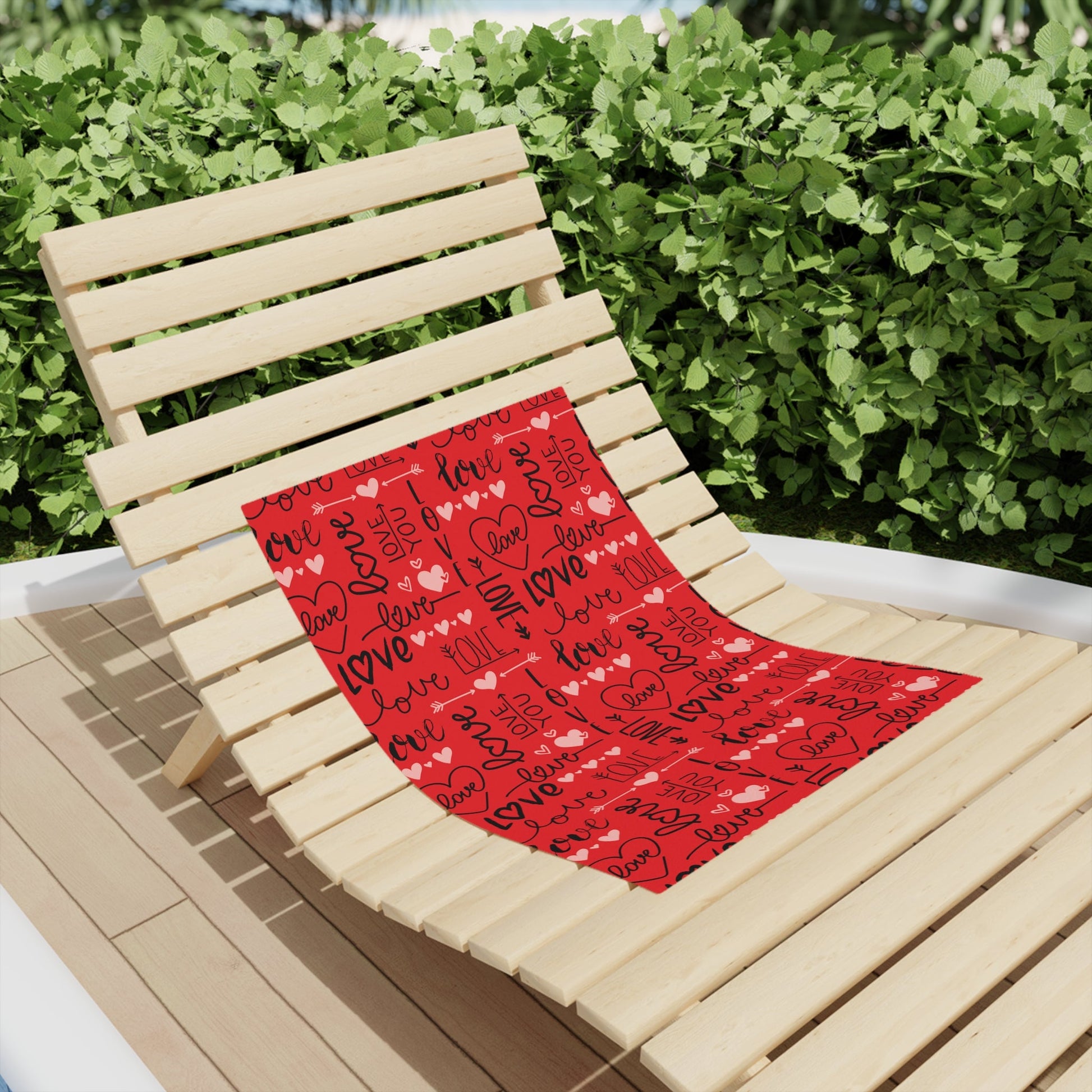 Red Love you Beach Towels - I Love Heartstrings