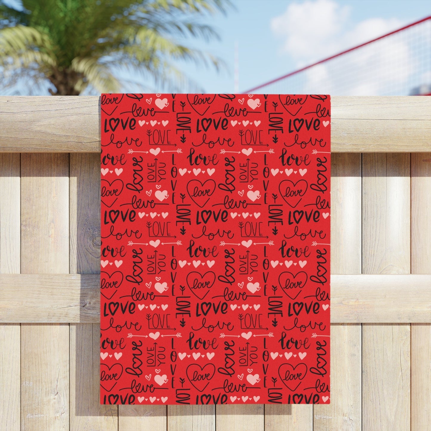 Red Love you Beach Towels - I Love Heartstrings