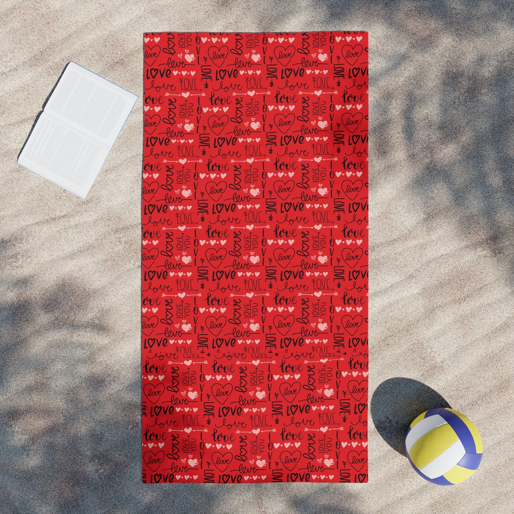 Red Love you Beach Towels - I Love Heartstrings
