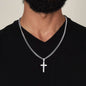Son Gift Cross Necklace on Cuban Chain with Message Card - I Love Heartstrings