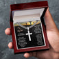 Son Gift Cross Necklace on Cuban Chain with Message Card - I Love Heartstrings