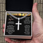 Son Gift Cross Necklace on Cuban Chain with Message Card - I Love Heartstrings