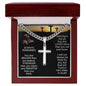 Son Gift Cross Necklace on Cuban Chain with Message Card - I Love Heartstrings