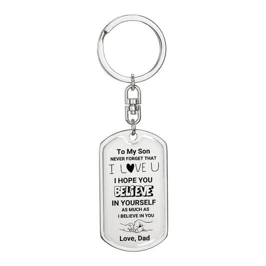 Son I Love You Dog Tag from Dad - I Love Heartstrings
