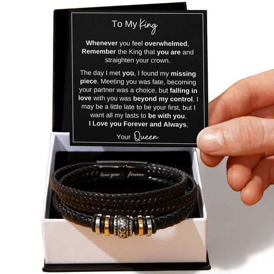 To My King Love You Forever Bracelet Gift for Husband, Anniversary present, Birthday gift from Wife - I Love Heartstrings