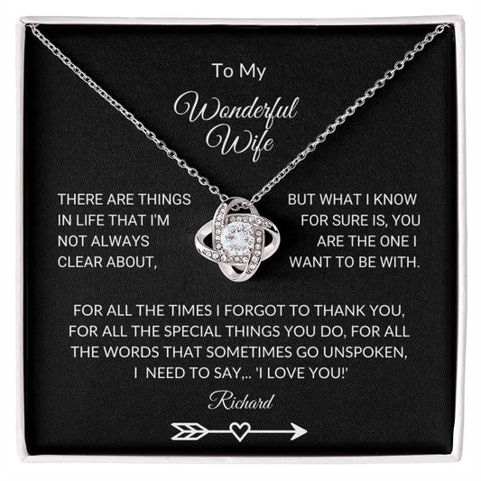 To My Wonderful Wife Love Knot necklace for your spouse - I Love Heartstrings