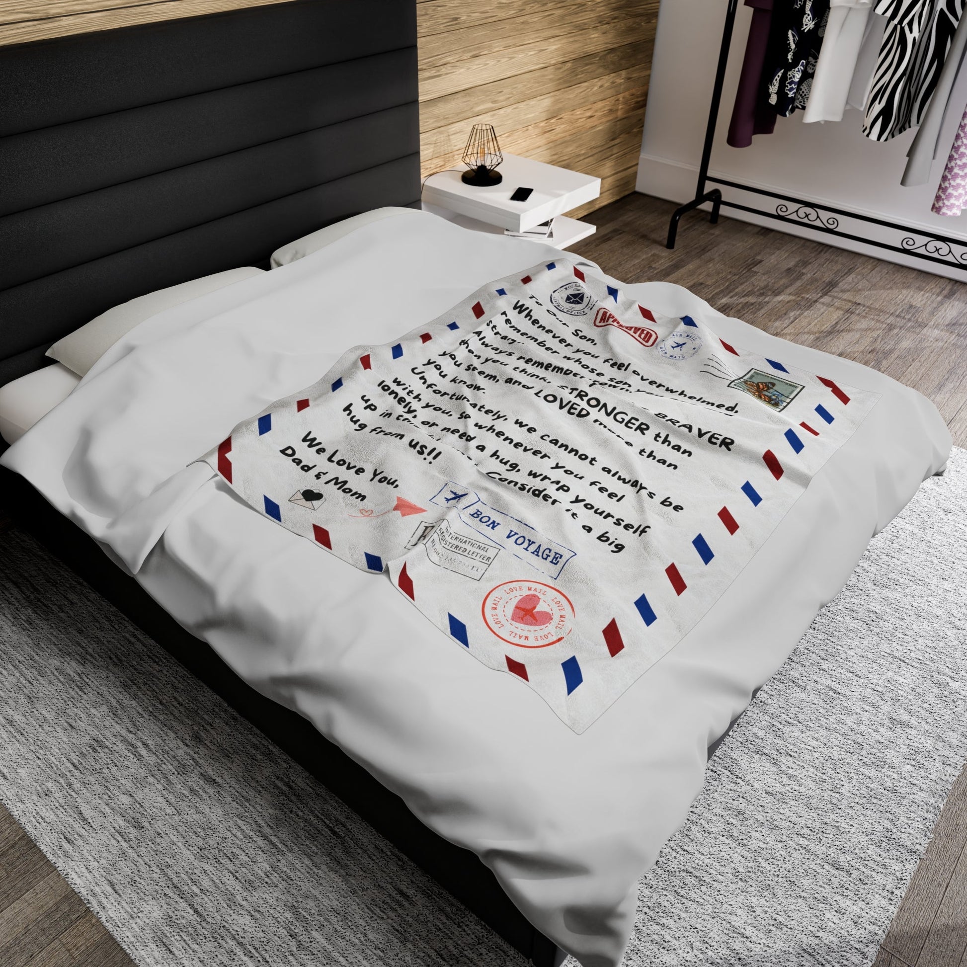 To Our Daughter, Whenever you feel overwhelmed, Velveteen Plush Letter Blanket, Gift from Dad and Mom - I Love Heartstrings