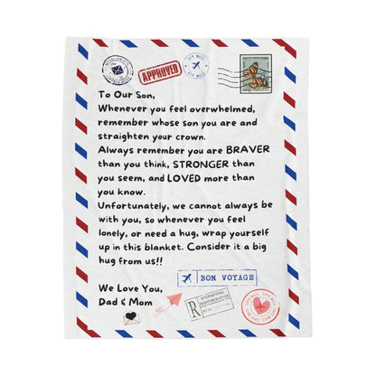 To Our Daughter, Whenever you feel overwhelmed, Velveteen Plush Letter Blanket, Gift from Dad and Mom - I Love Heartstrings