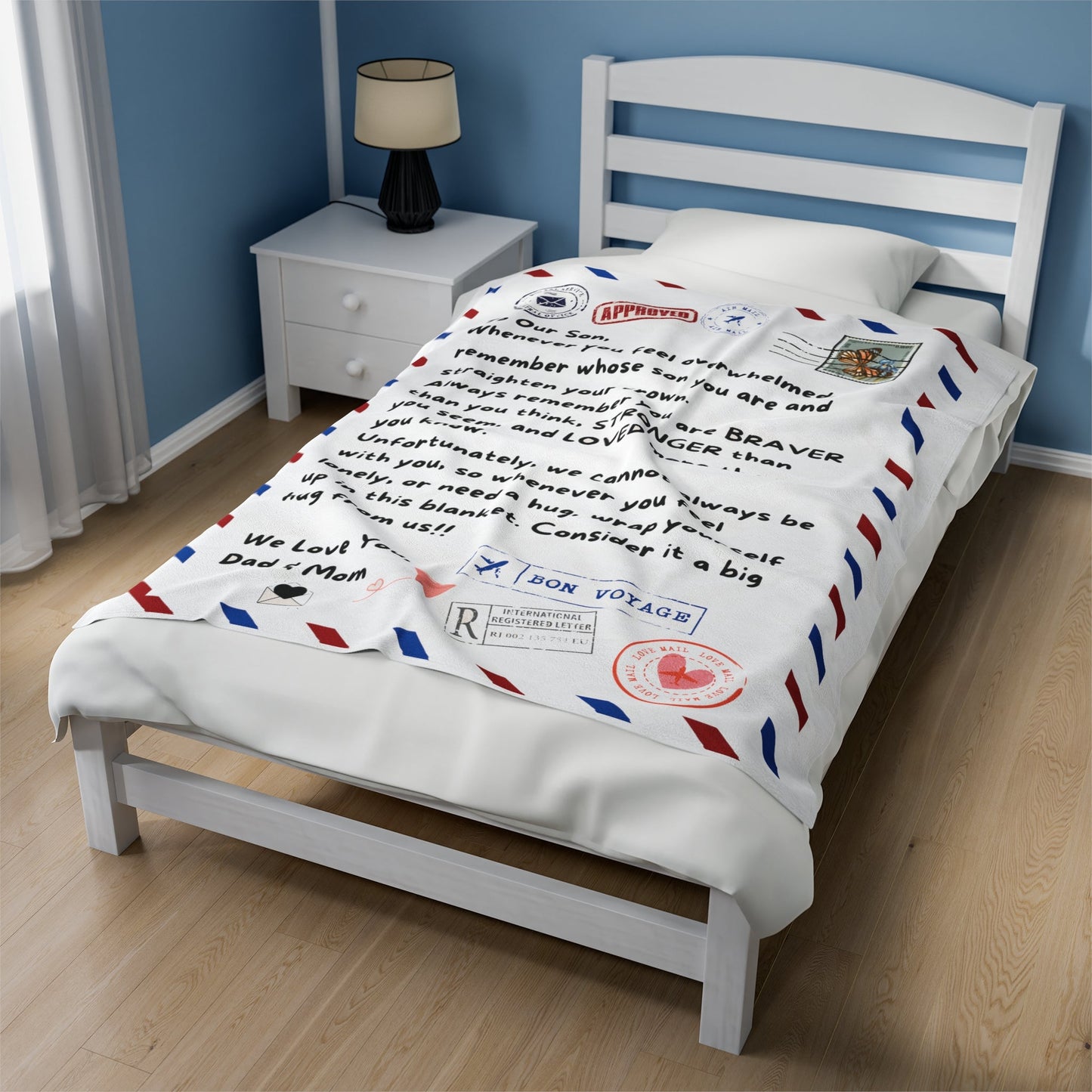 To Our Daughter, Whenever you feel overwhelmed, Velveteen Plush Letter Blanket, Gift from Dad and Mom - I Love Heartstrings