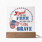 To Son Veteran Land of the Free Acrylic Plaque Patriotic gift LED nightlight Military gift from parent to son Stars and Stripes - I Love Heartstrings