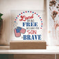 To Son Veteran Land of the Free Acrylic Plaque Patriotic gift LED nightlight Military gift from parent to son Stars and Stripes - I Love Heartstrings