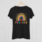 Women's Teacher Shirt in Black with Rainbow, Tri-blend Tee - I Love Heartstrings