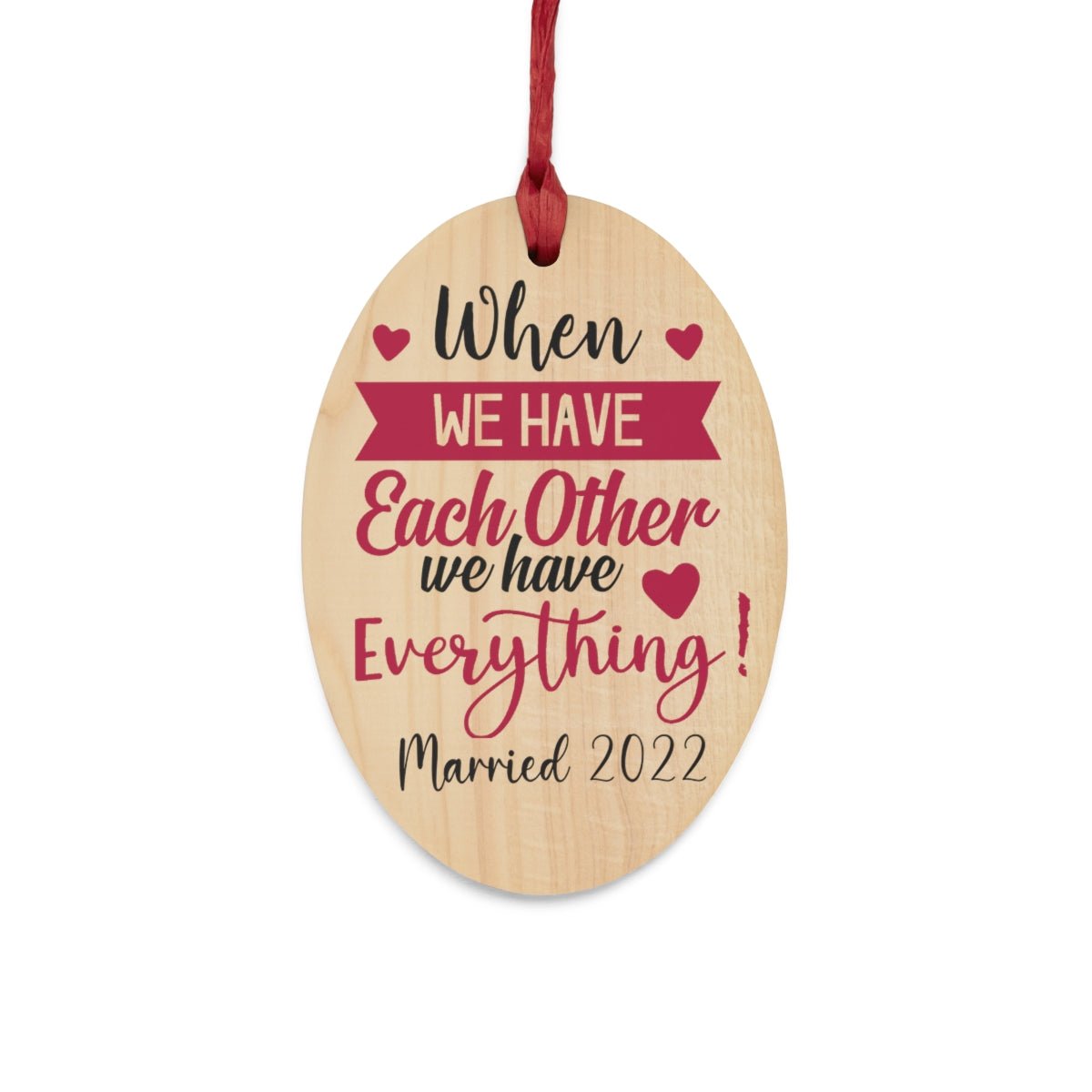 Wooden Christmas Ornaments Couple gift for husband for wife Married 2022 Keepsake ornament - I Love Heartstrings