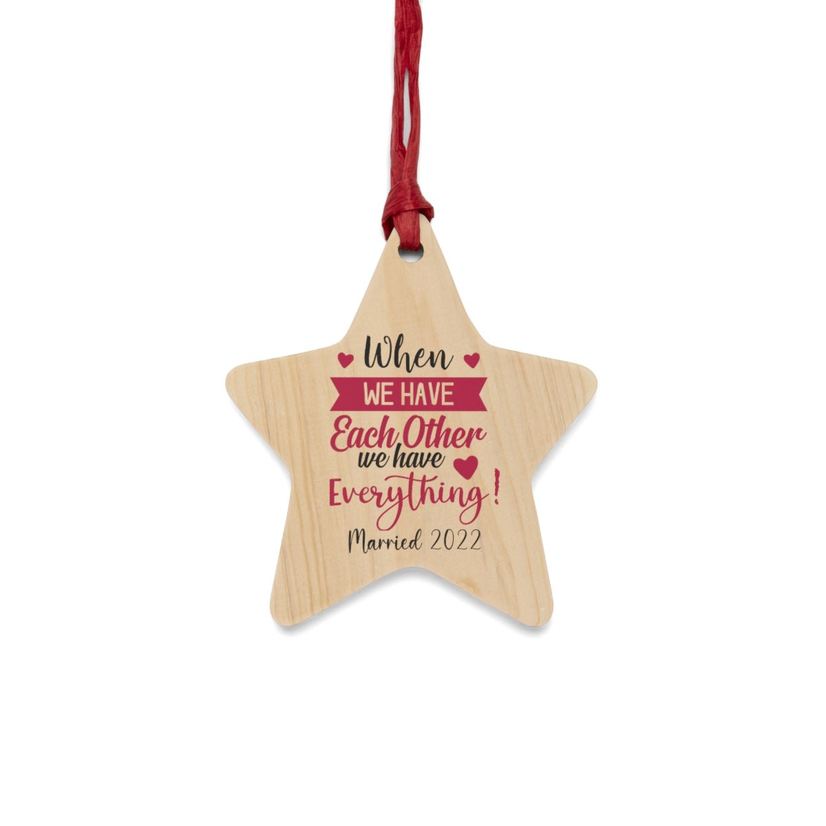 Wooden Christmas Ornaments Couple gift for husband for wife Married 2022 Keepsake ornament - I Love Heartstrings