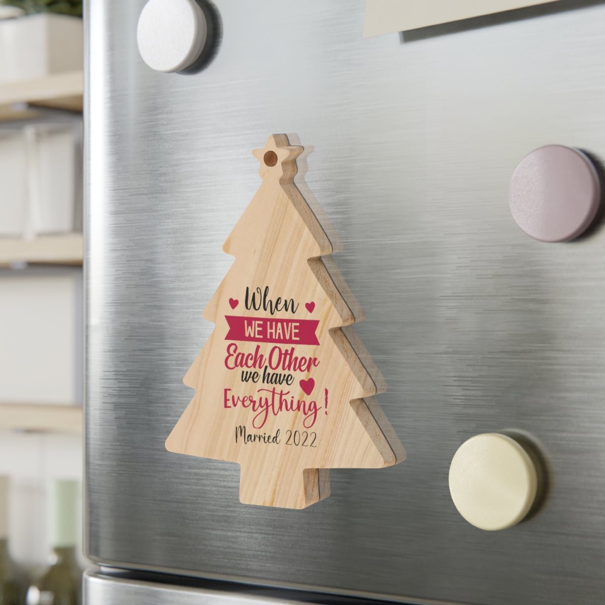 Wooden Christmas Ornaments Couple gift for husband for wife Married 2022 Keepsake ornament - I Love Heartstrings