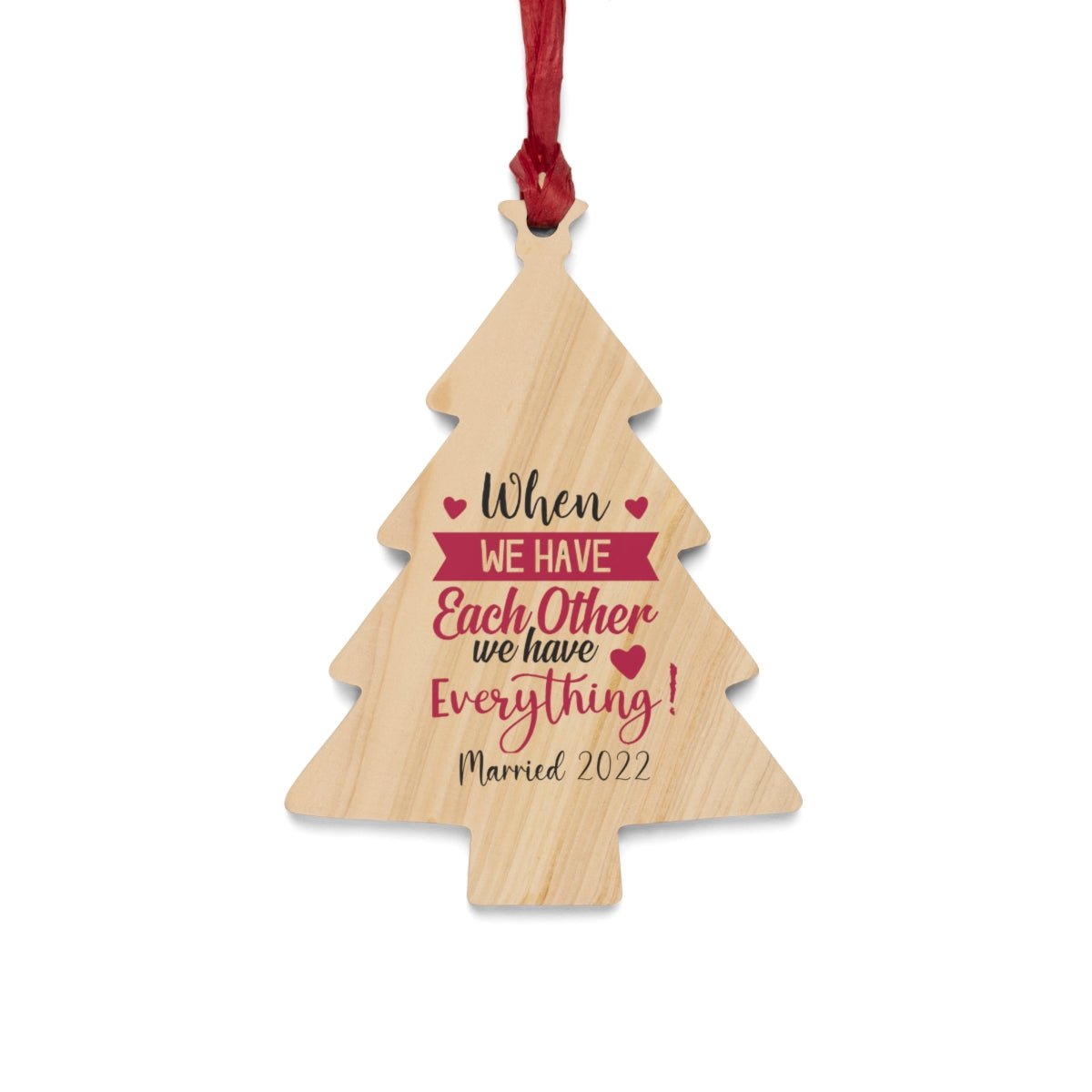 Wooden Christmas Ornaments Couple gift for husband for wife Married 2022 Keepsake ornament - I Love Heartstrings