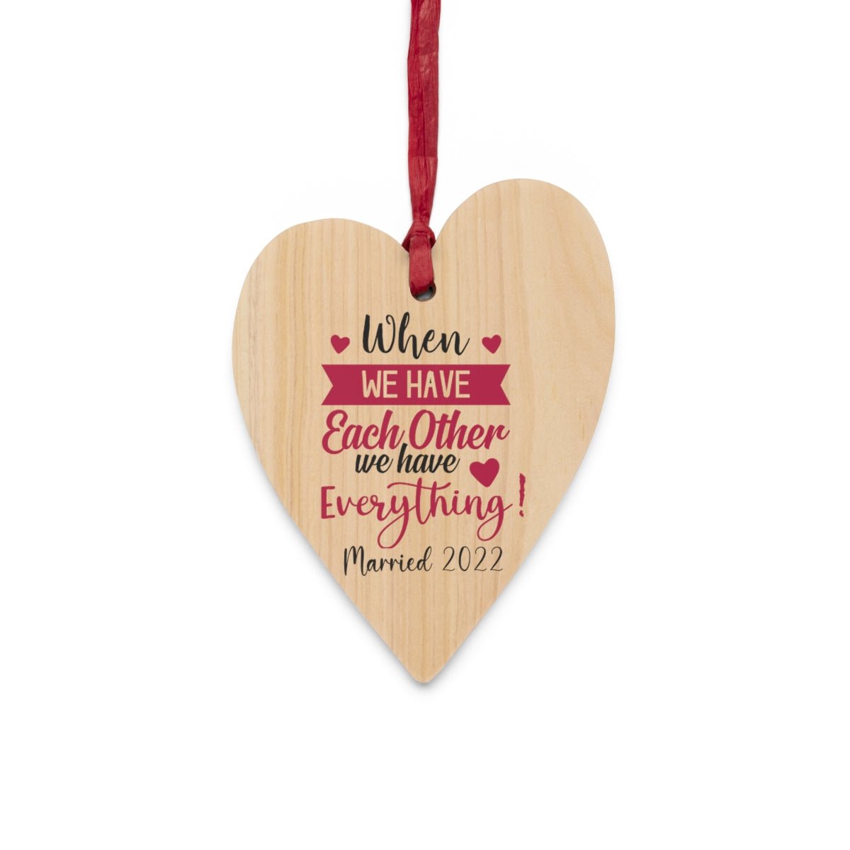 Wooden Christmas Ornaments Couple gift for husband for wife Married 2022 Keepsake ornament - I Love Heartstrings