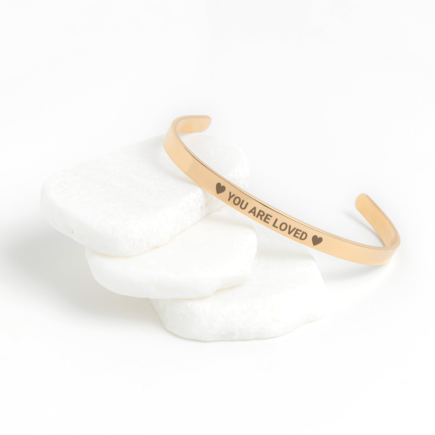 You are Loved Cuff Bracelet Affirmation gift to daughter from Dad - I Love Heartstrings