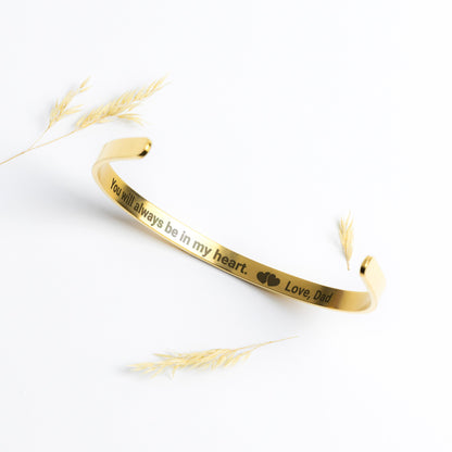 You are Loved Cuff Bracelet Affirmation gift to daughter from Dad - I Love Heartstrings