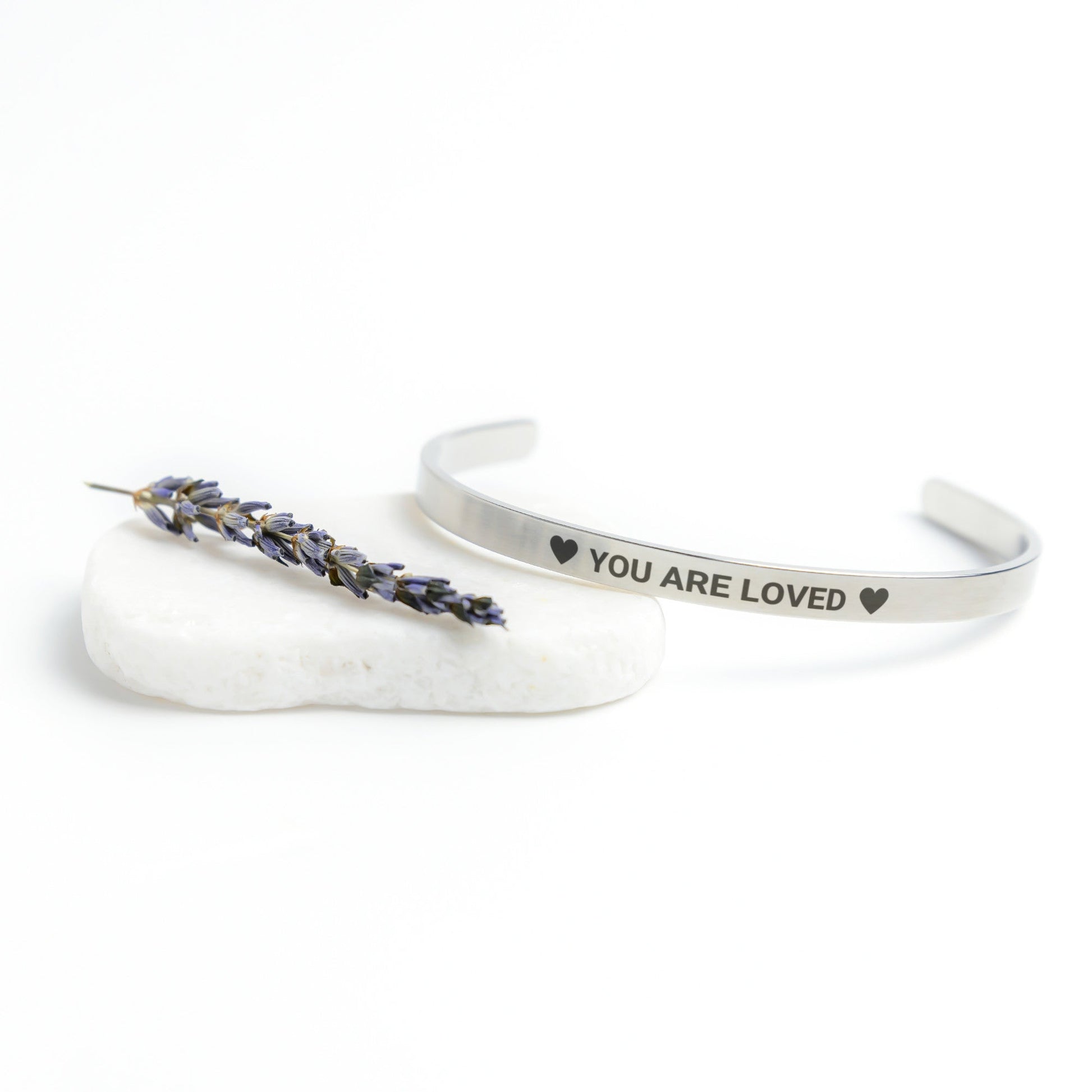 You are Loved Cuff Bracelet Affirmation gift to daughter from Dad - I Love Heartstrings